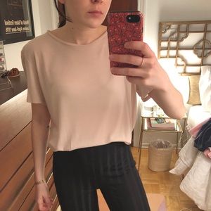 Blush ribbed over sized t shirt